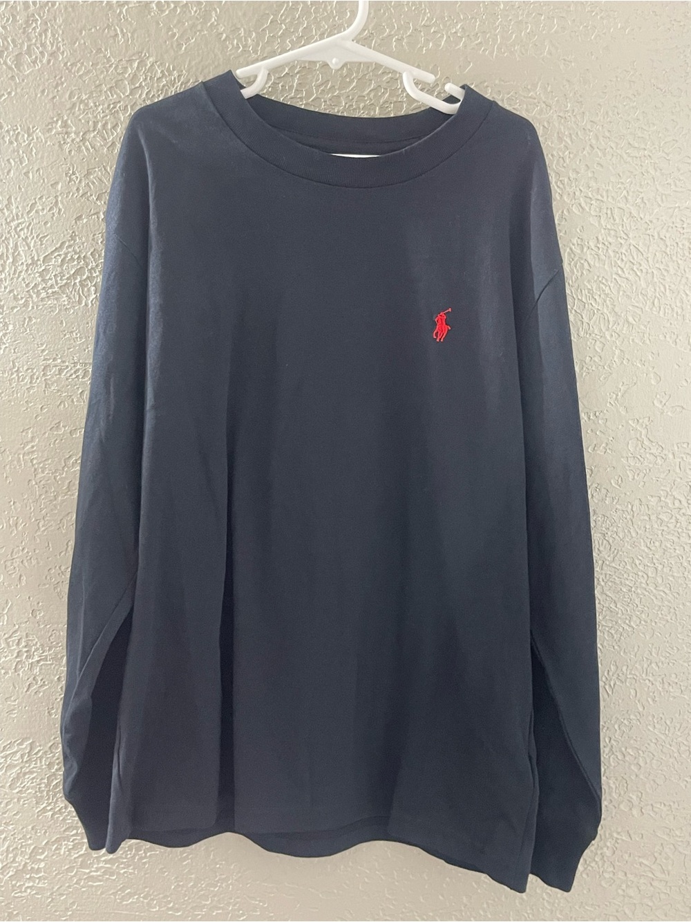 Ralph Lauren Kids Casual Black Long Sleeve Shirt with Red Polo Emblem Medium